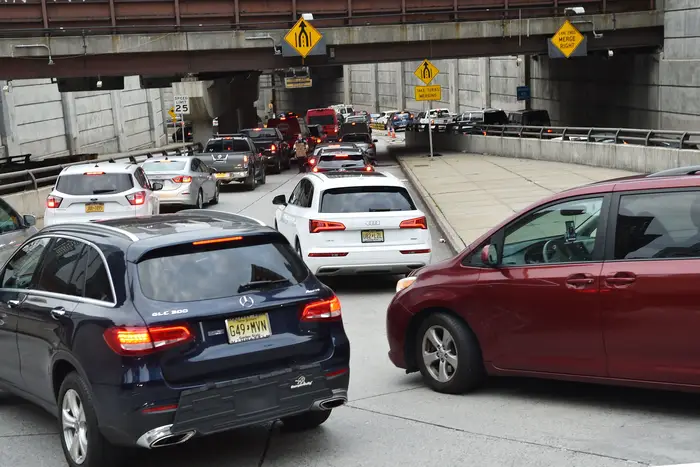 Cars cram inside the Lincoln Tunnel before Thanksgiving.